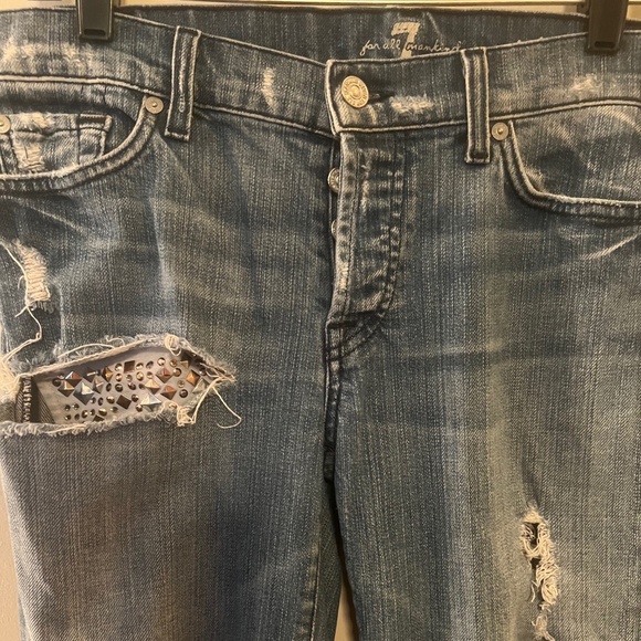 7 For All Mankind Classic Boyfriend Jeans w/ Studded Pocket - Size 29 - Picture 1 of 9